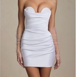 Oh Polly Tirza White Strapless Mini Dress